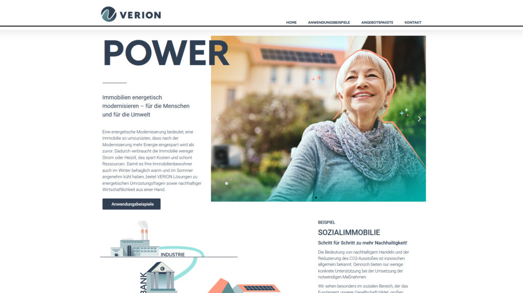 Webseite der VERION Energie GmbH