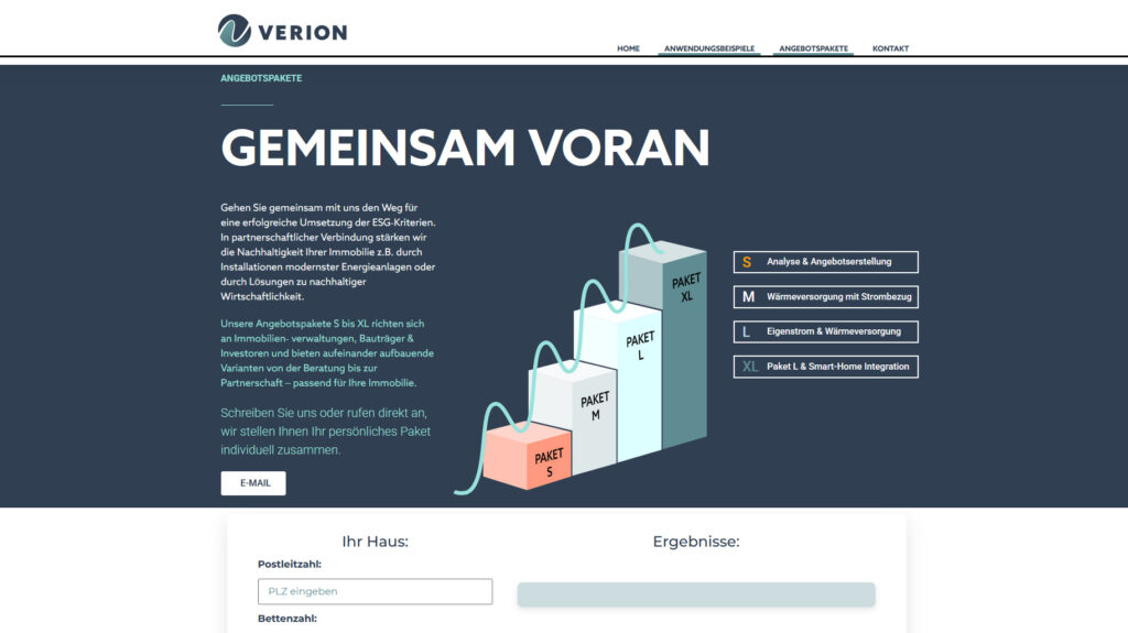 Webseitenansichten der VERION Energie GmbH